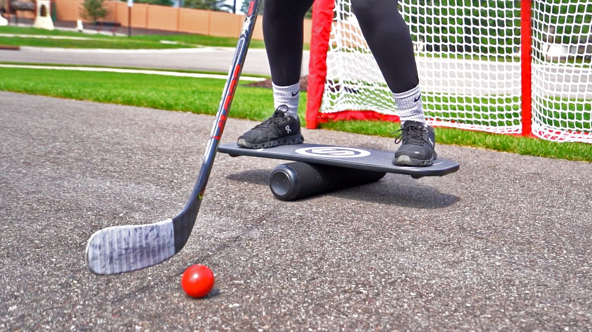 Person doing hockey training drills