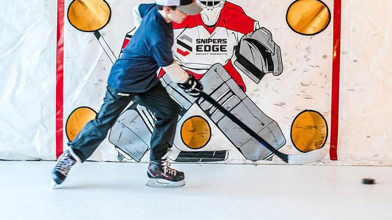 Person doing hockey drills