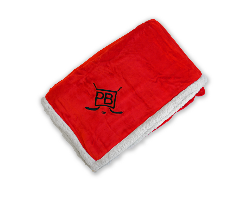 Red oversized plush hockey blanket