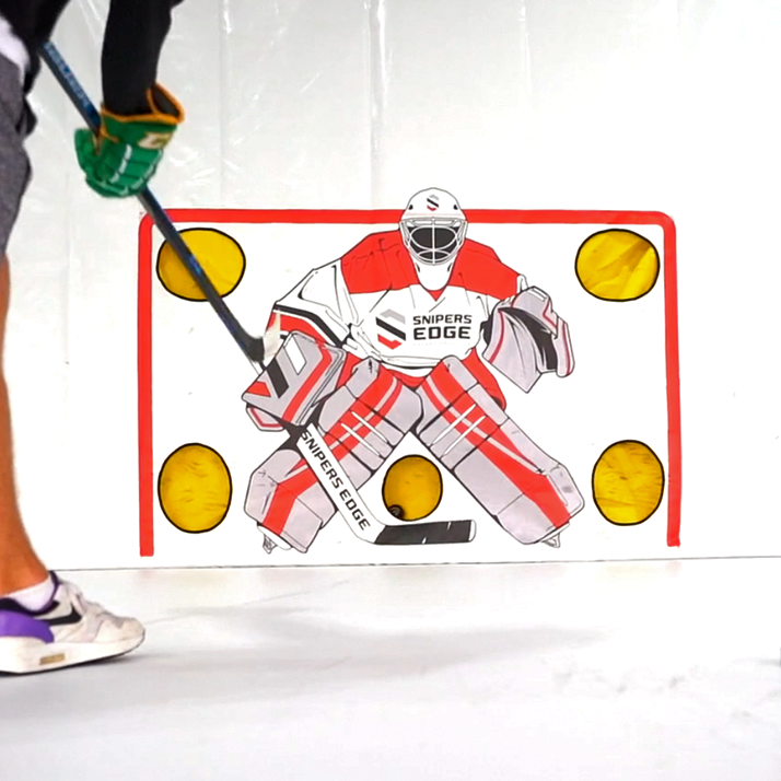 A slap shot on a shooting tarp