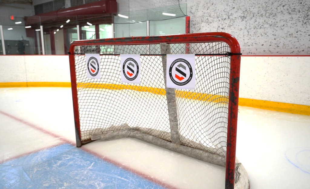 Goal Net with Hockey Shooting Targets for Practice 