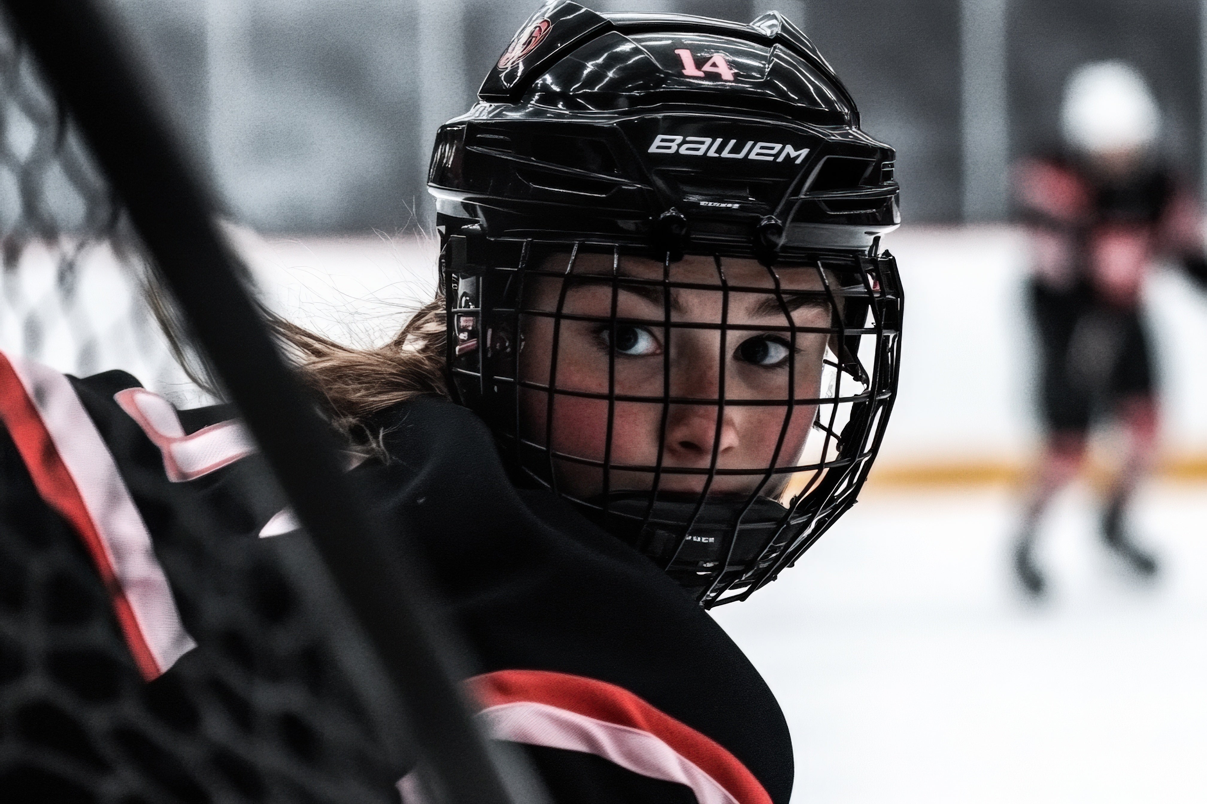 Young girl playing hockey