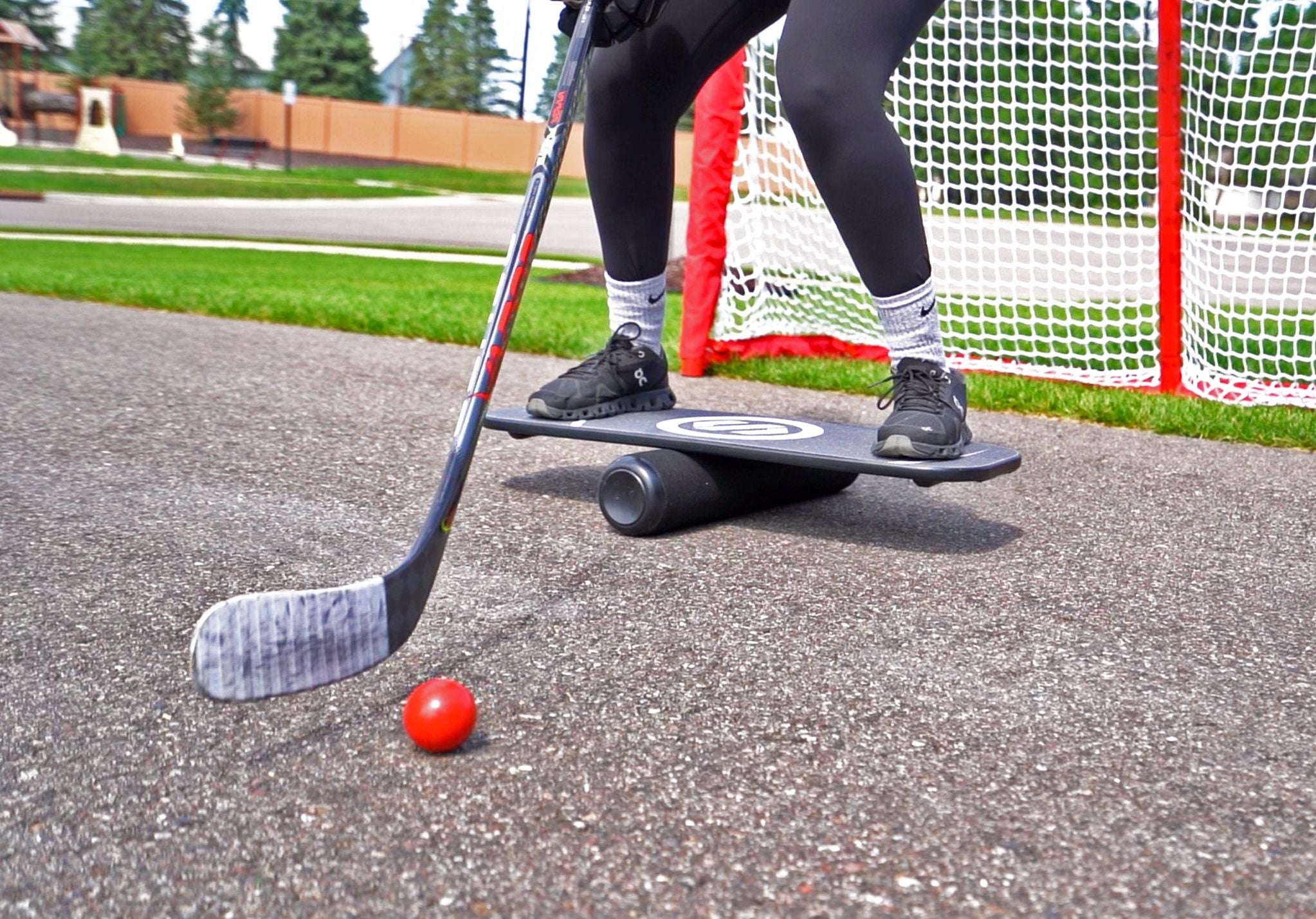 Person doing hockey training drills