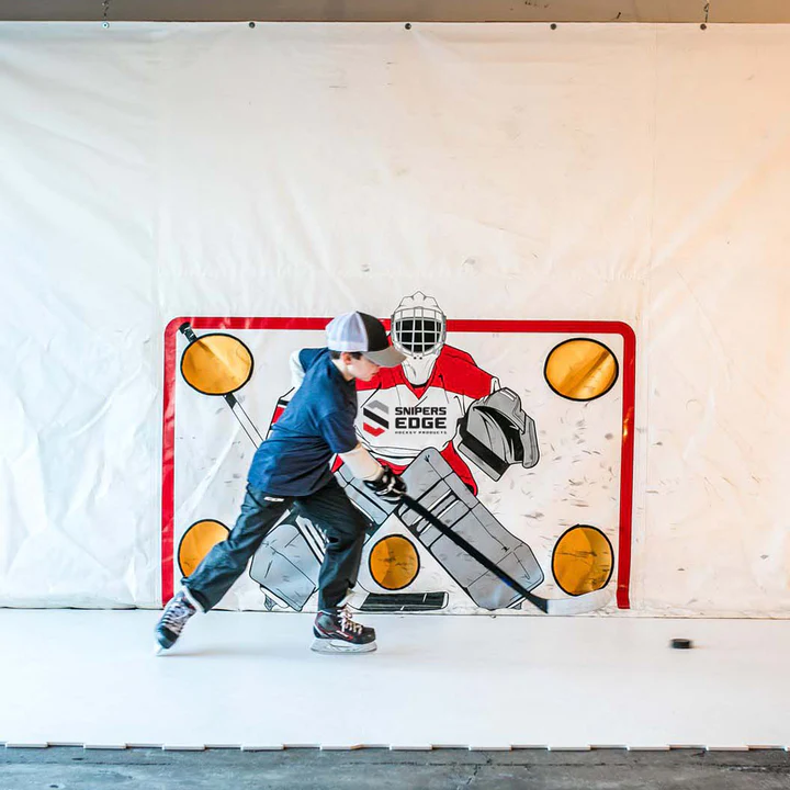 Boy playing ice hockey