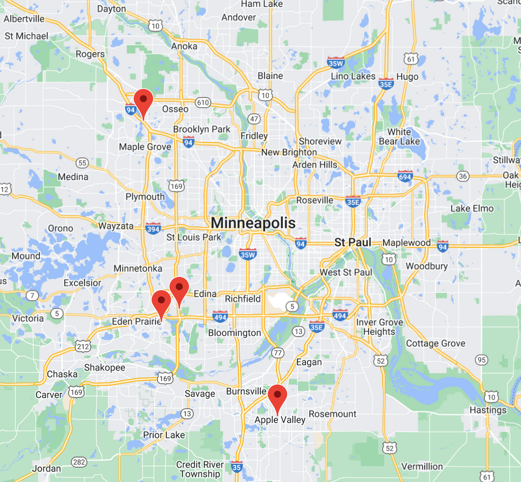 Map of stores in Minnesota