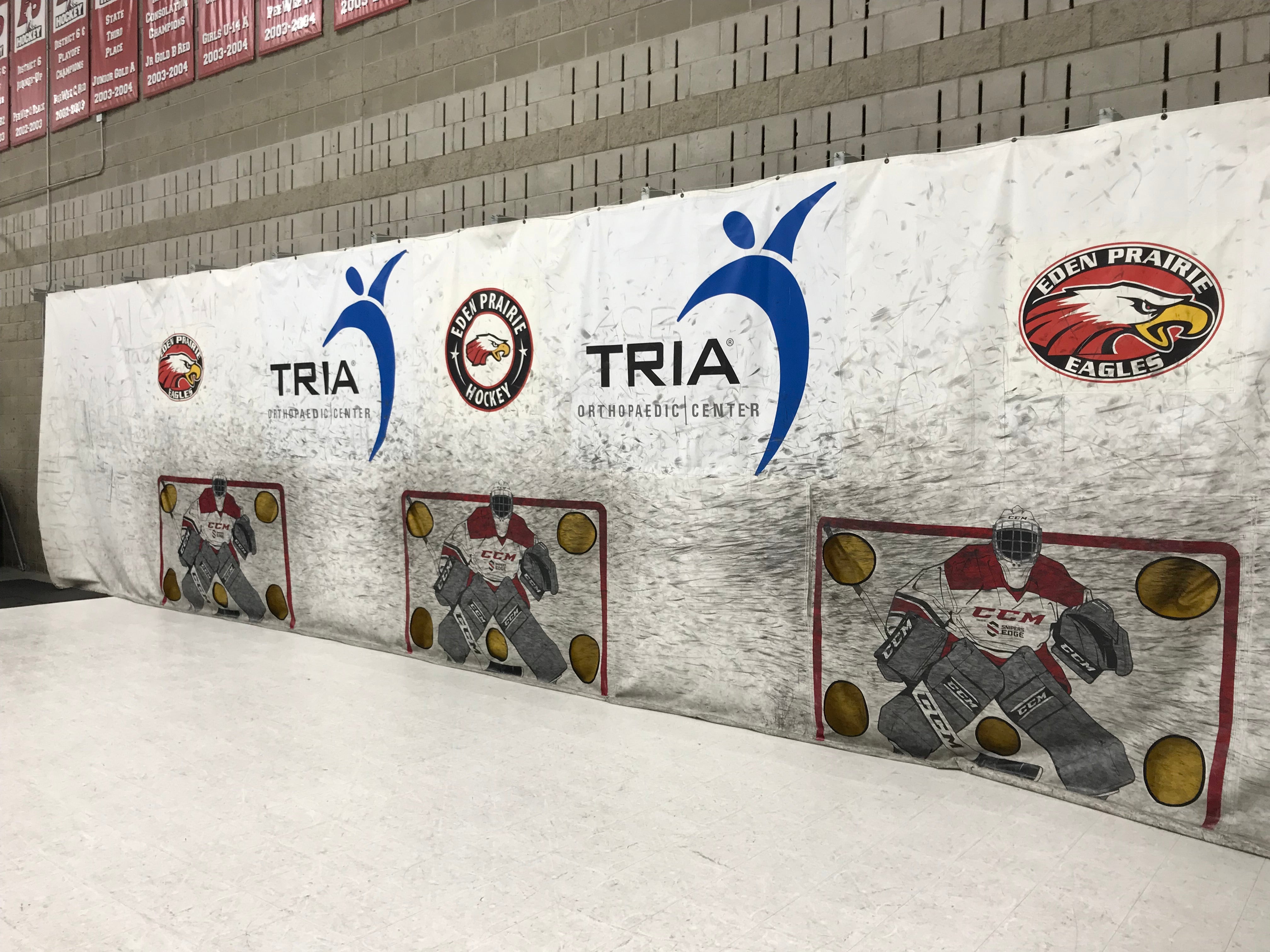 Custom shooting tarp at Eden Prairie arena