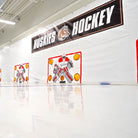 Custom shooting tarp with 4 goalies, "Huskies Hockey" logo 