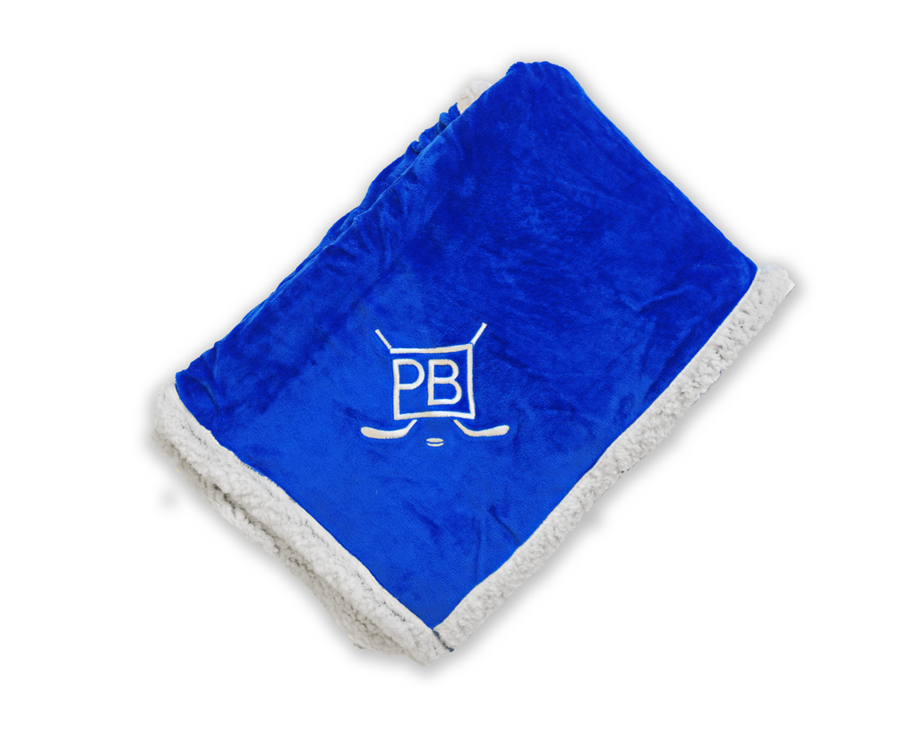 blue plush hockey blanket